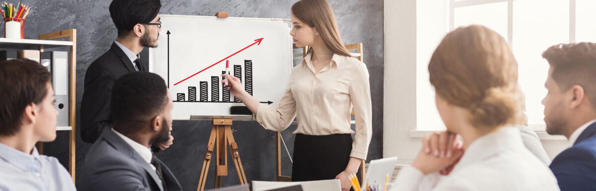 Business Woman Drawing Profit Growth Graph