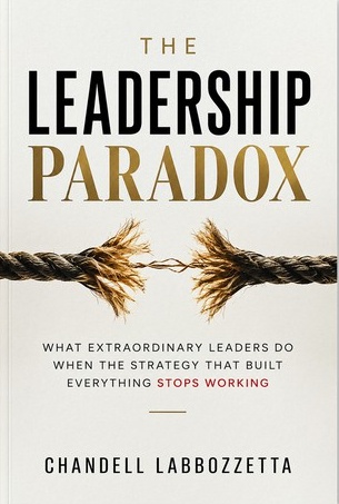 Cover of The Leadership Paradox by Chandell Labbozzetta, showing a heavy rope fraying and about to part