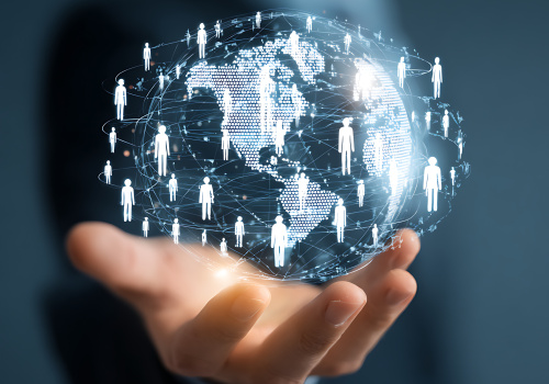 Global Connections In Hand: A Modern Symbol Of Worldwide Networking, International Business, And The Power Of Human Connection In Today's Digital World